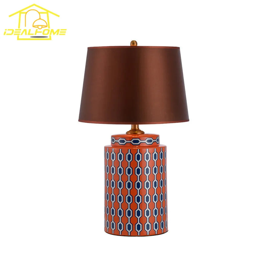 Afralia™ Blue/Orange Ceramic Table Lamp LED E27 Modern Minimalist Desk Light