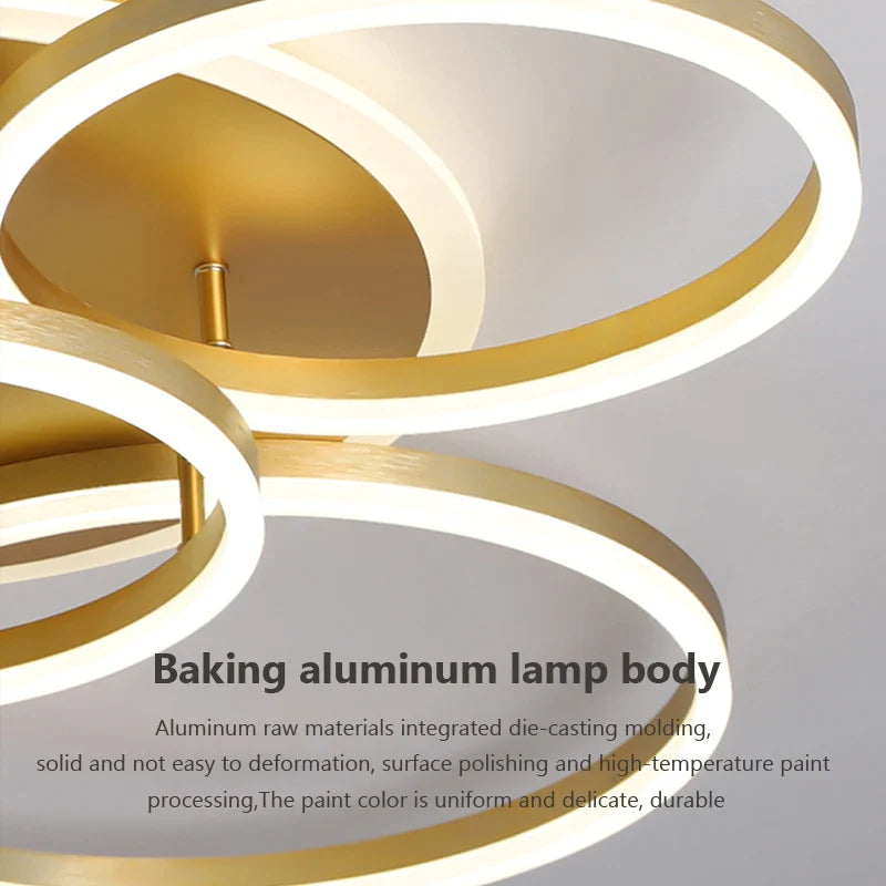 Afralia™ Luxury LED Ceiling Light for Home Decor - Dimmable Gold Chandelier