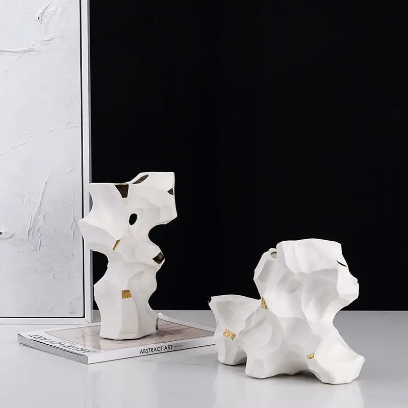 Afralia™ Taihu Stone Vase Abstract Sculpture for Home Decoration