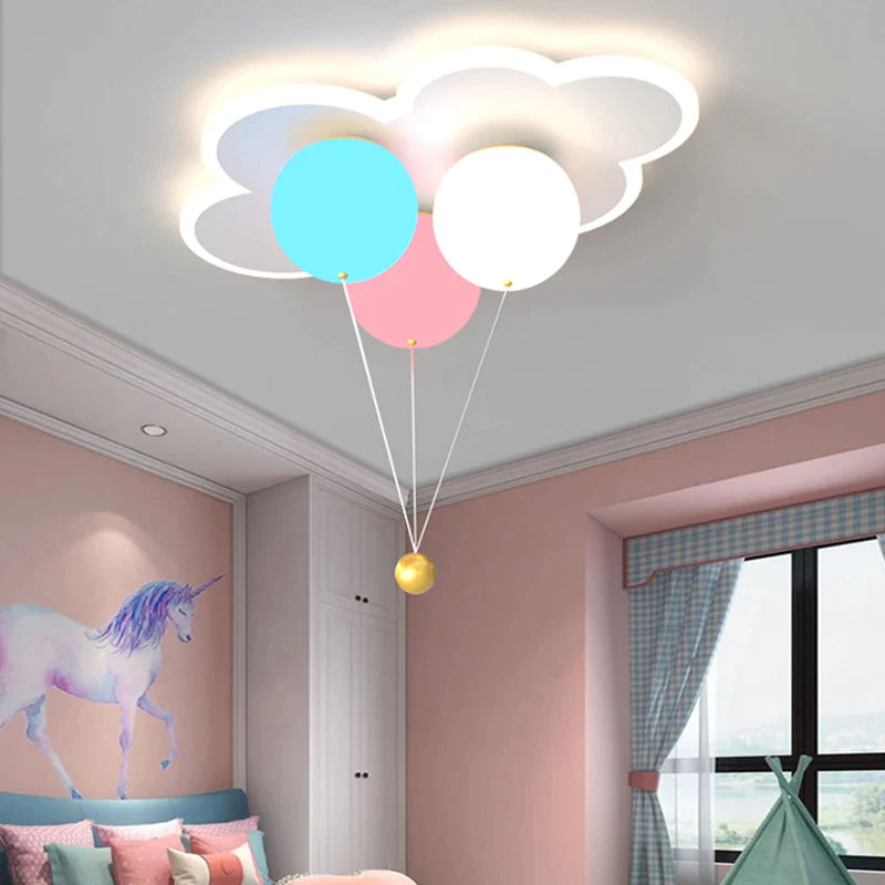 Afralia™ Kids Ceiling Chandelier - Colorful Acrylic Ballon White Pink Lamps with Remote Control