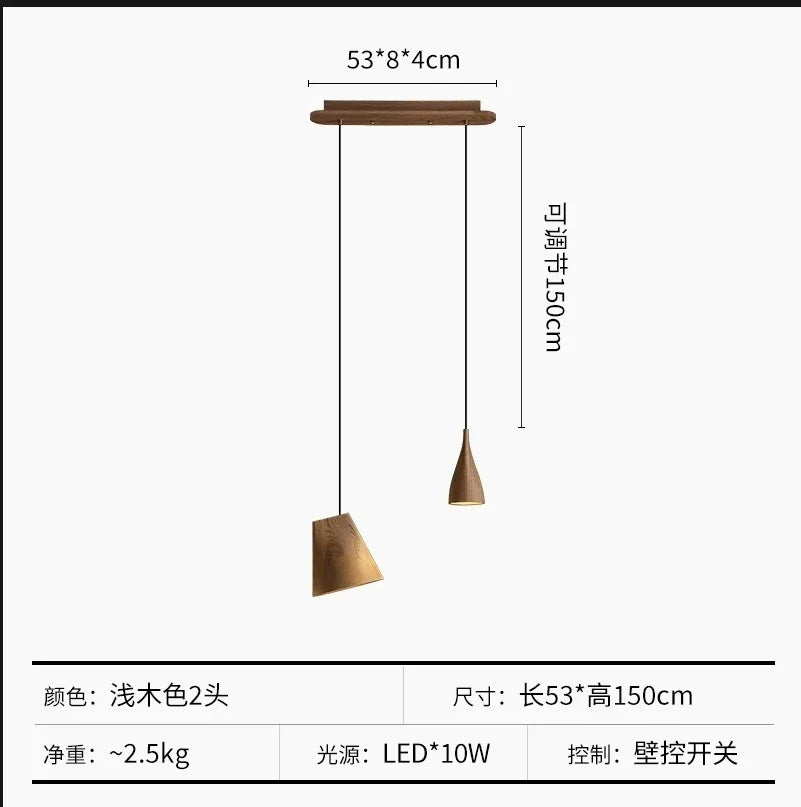 Afralia™ Nordic Wood Bedside Lamp LED Chandelier for Bedroom, Restaurant, and Bar Table