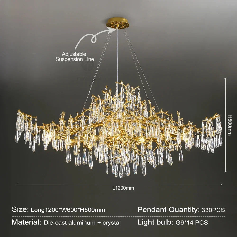 Afralia™ Crystal Chandelier: Modern Luxury Long Light for Kitchen, Dining, Living, and Bedroom