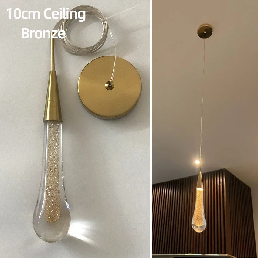 Afralia™ Crystal Glass LED Pendant Lights - Tear Drop Design for Restaurant, Bar, Staircase