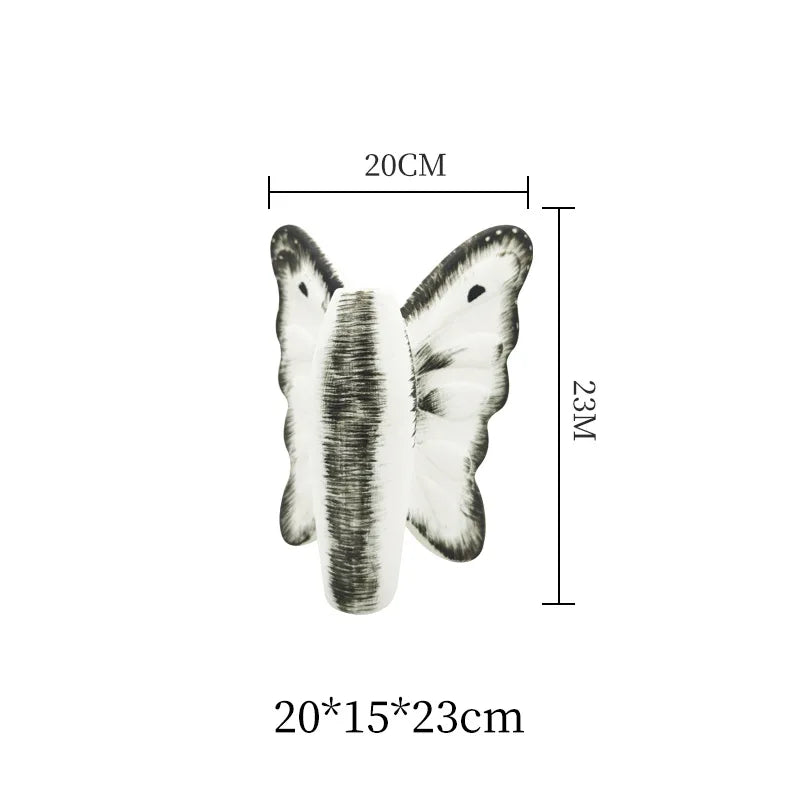 Afralia™ Dark Butterfly Ceramic Vase for Table Decoration and Floral Arrangement