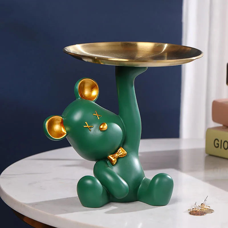 Afralia™ Bear House Entry Tray Keys Receiver Storage Figurines