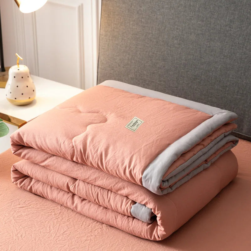 Afralia™ Cooling Cotton Quilt with Washable Core for Single Bed in Dorm