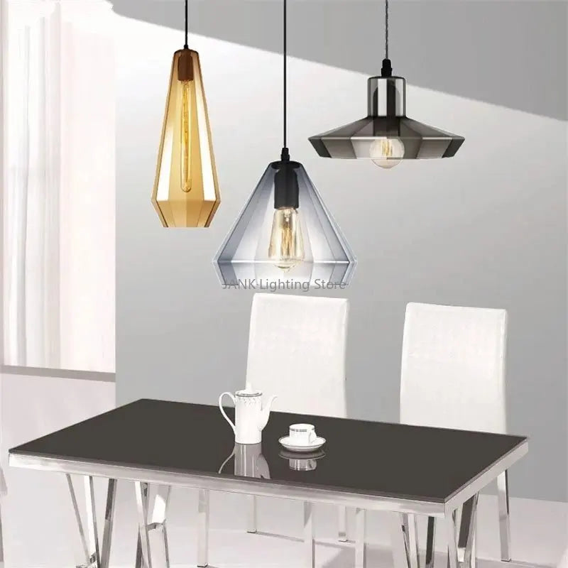 Afralia™ Modern Vintage Crystal Chandelier Glass Pendant Lights Industrial Kitchen Living Room LED Lamps