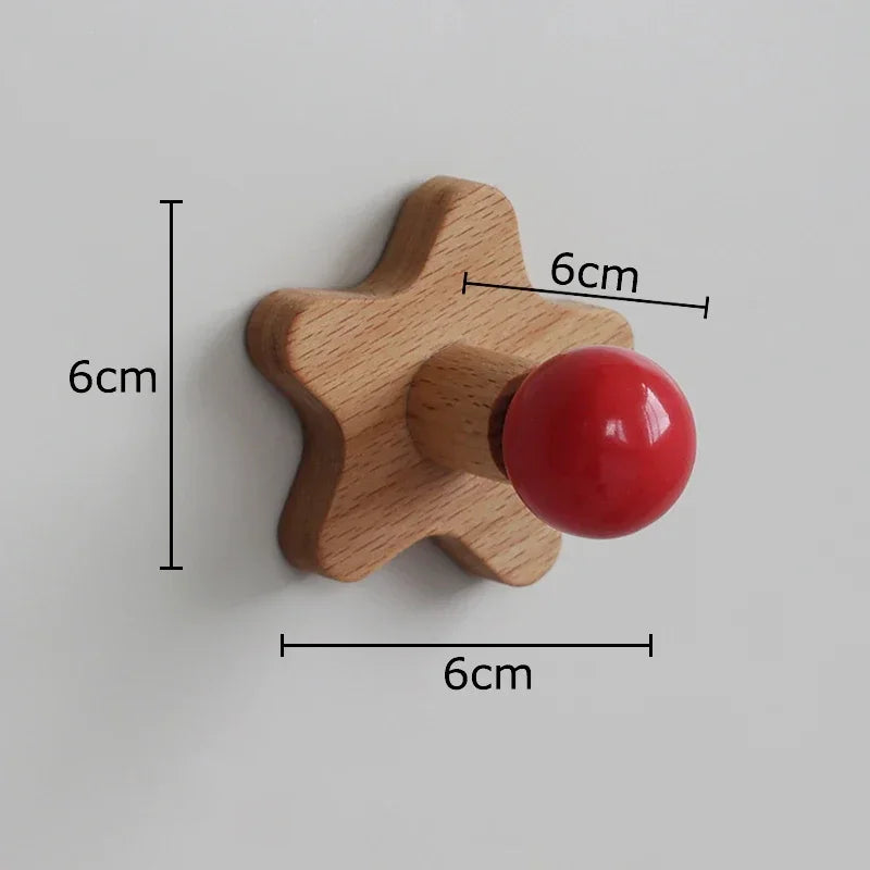 Afralia™ Star Wood Hook Wall Storage Holder Shelves