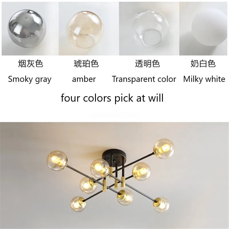 Afralia™ Glass Ball LED Chandelier for Modern Living Room and Kitchen Lighting