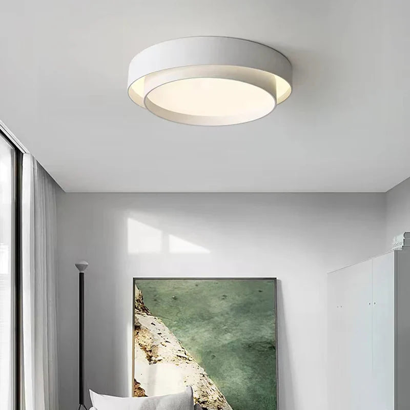 Afralia™ LED Round Ceiling Light for Living Room, Bedroom, Study - White/Black, AC90-260V