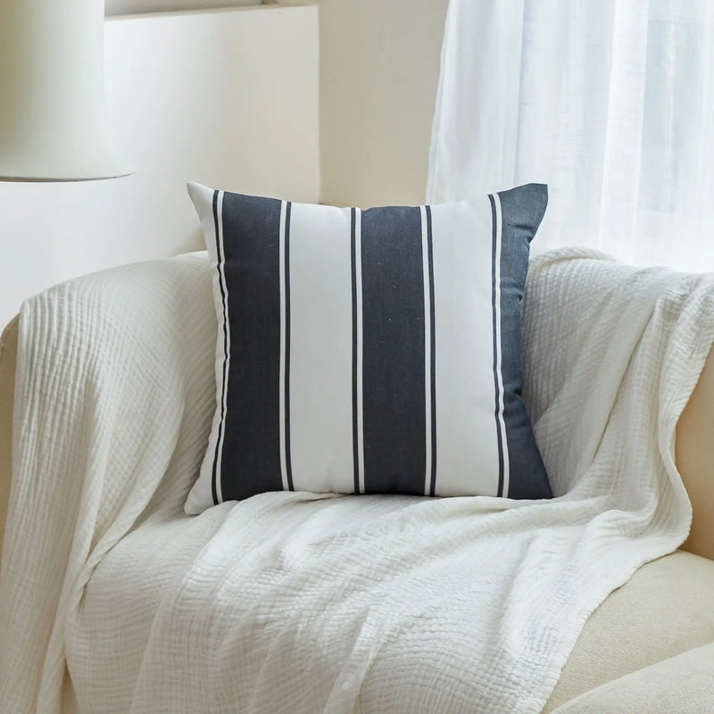 Afralia™ Geometric Plaid Striped Cotton Canvas Pillow Cover for Sofa