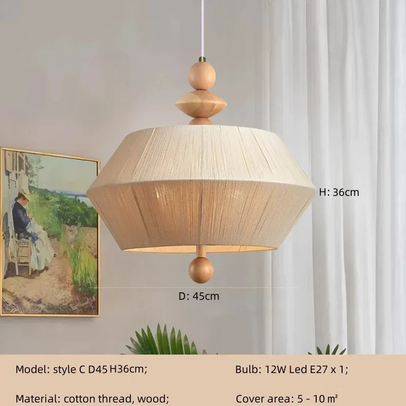 Afralia™ Wabi Sabi Cotton Thread Pendant Chandelier LED Ceiling Light