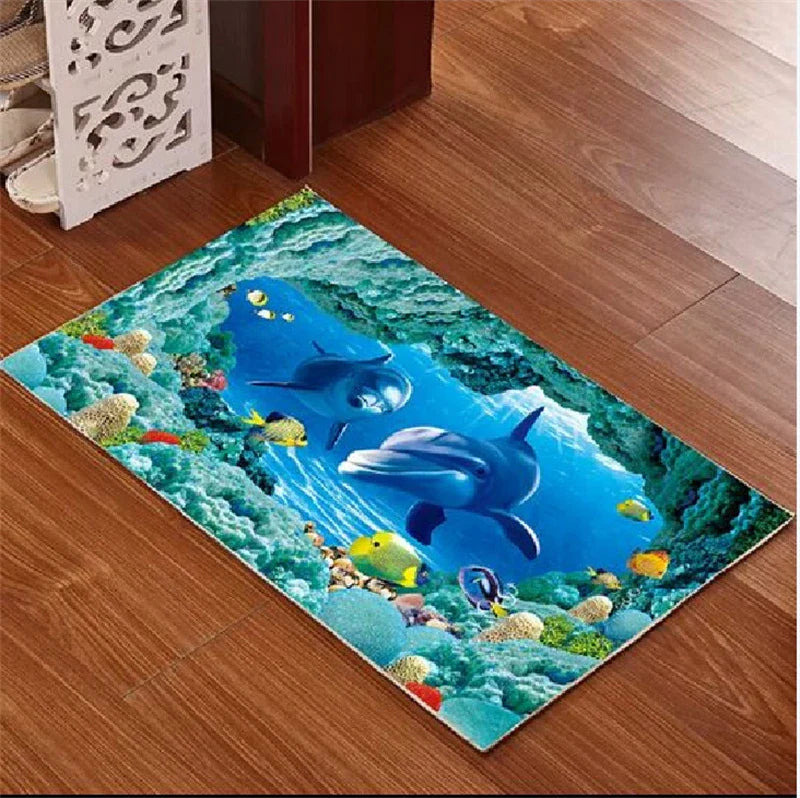 Afralia™ Underwater World Crystal Velvet Door Mat: Anti-Slip, Durable, Easy to Clean Rug