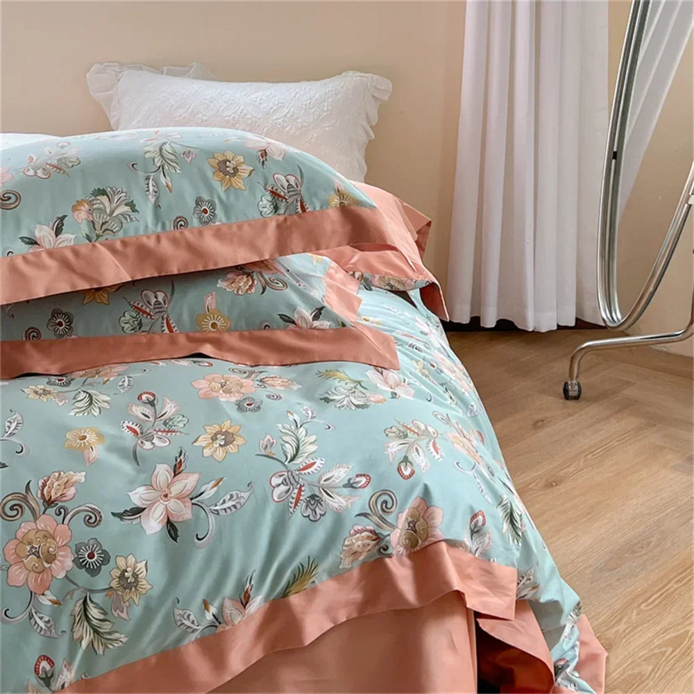 Afralia™ Colorful Bedding Set: King/Queen Size Bed Lines, Sheet, Pillowcase, Duvet Cover Set