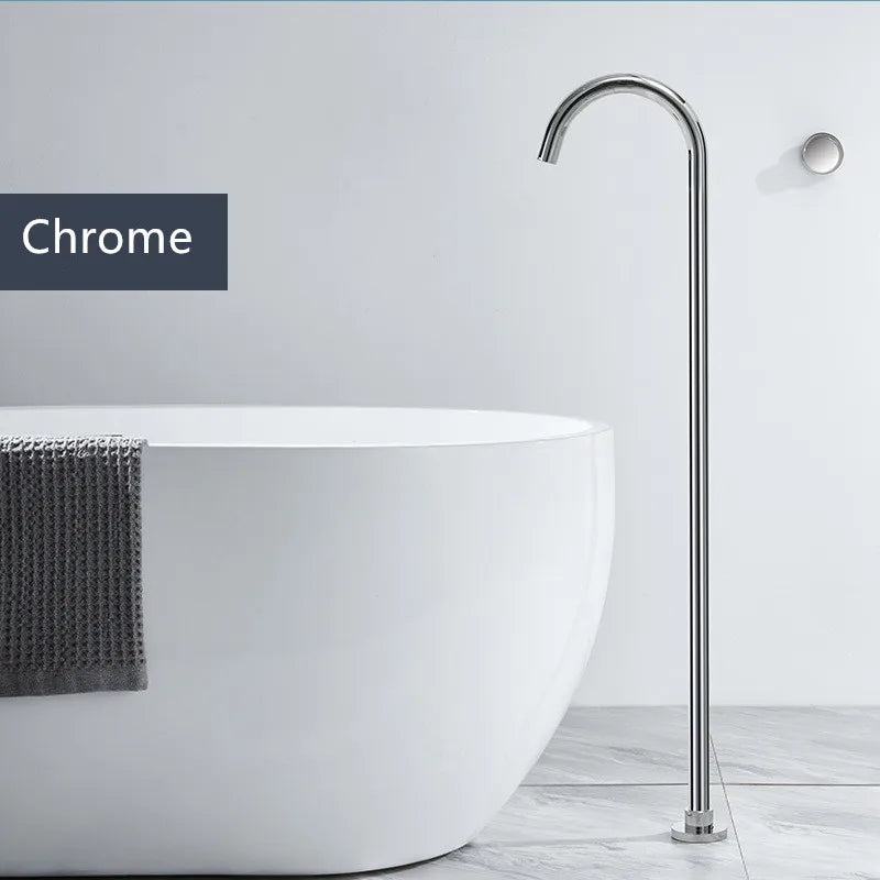 Afralia™ Brushed Gold Black Floor Mounted Bathtub Shower Faucet