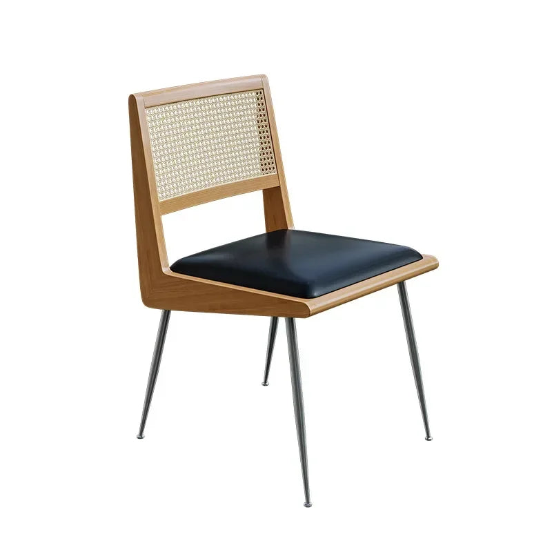 Afralia™ Rattan Back Dining Chair with Solid Wood Table for Leisure and Office