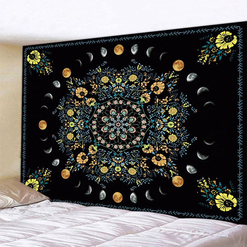 Afralia™ Psychedelic Butterfly Sun Moon Tapestry for Bohemian Bedroom Wall Decor