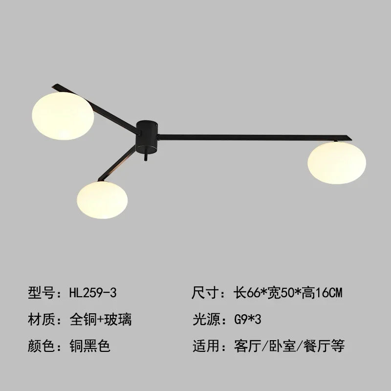 Afralia™ Medieval Black/Gold Lustre Copper Ceiling Light LED G9 Modern Fixture