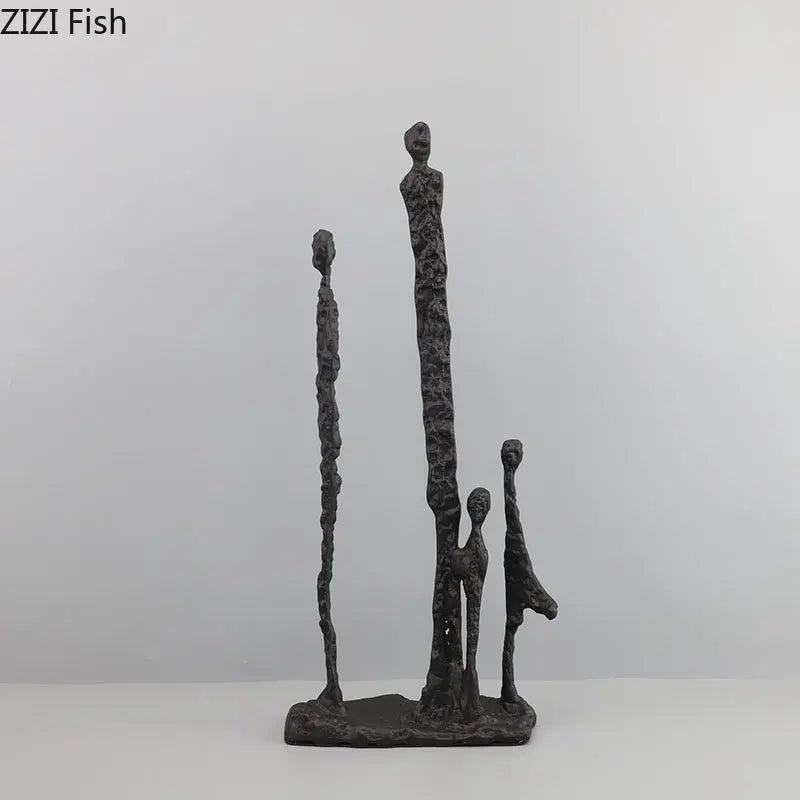 Afralia™ Abstract Cast Iron Figure Sculpture Modern Home Decor Statue Craft