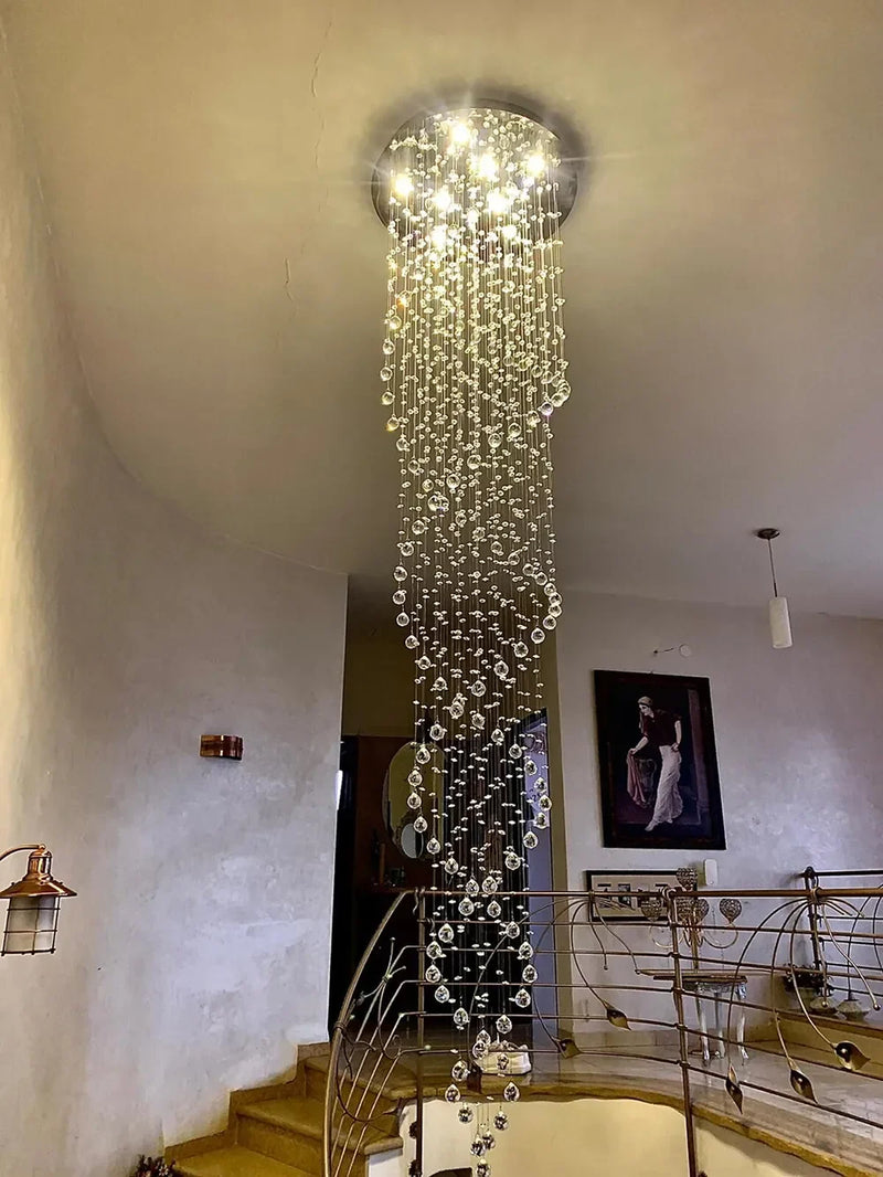 Afralia™ Luxury Crystal Chandelier for Staircase & Bedroom - Modern LED Hanging Light