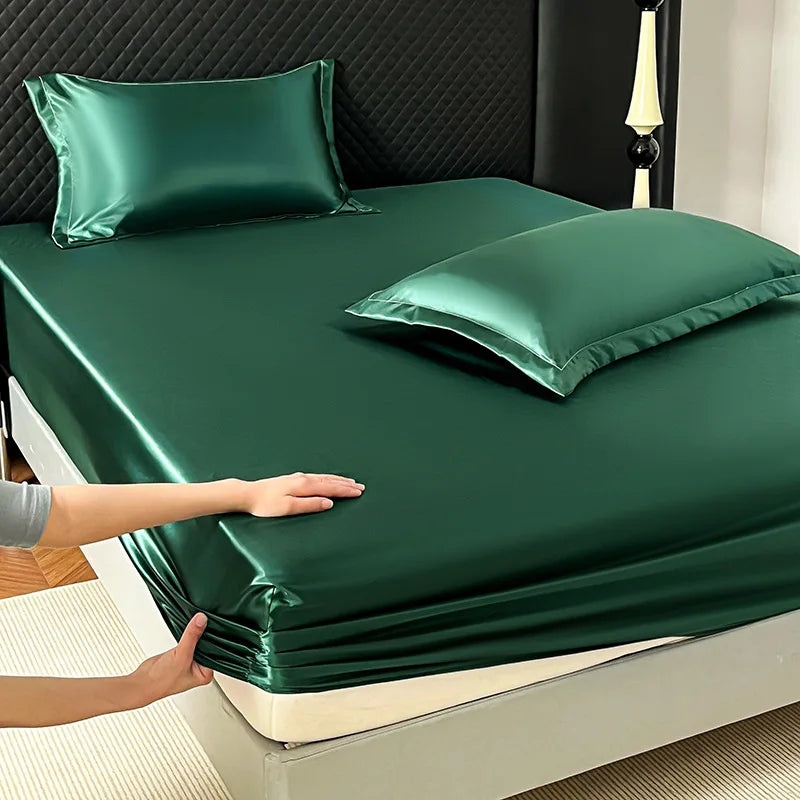 Afralia™ Satin Fitted Sheet Set - Luxuriously Soft Double Full Size Bedding