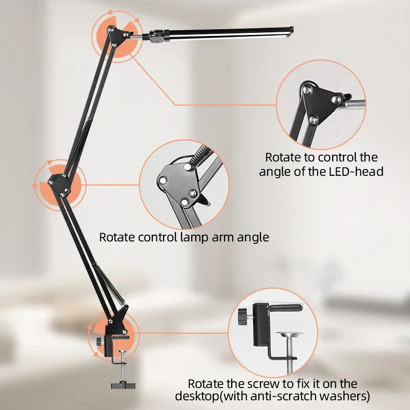 Afralia™ Double Head LED USB Table Lamp – Stepless Dimmable for Office, Study, Reading