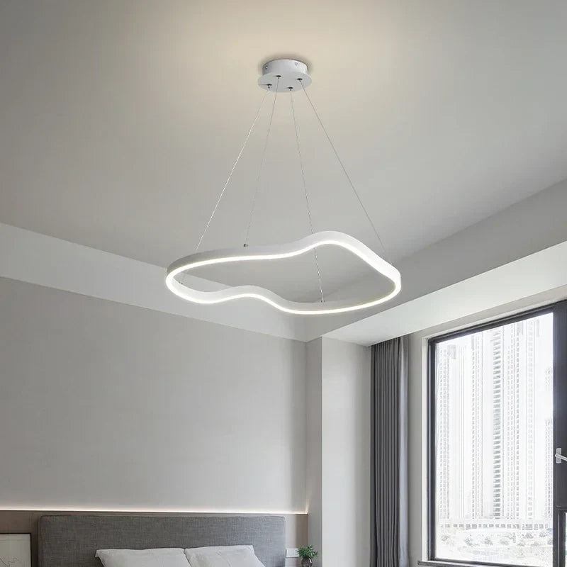 Afralia™ Modern Curve Ring LED Pendant Chandelier for Living Dining Bedroom