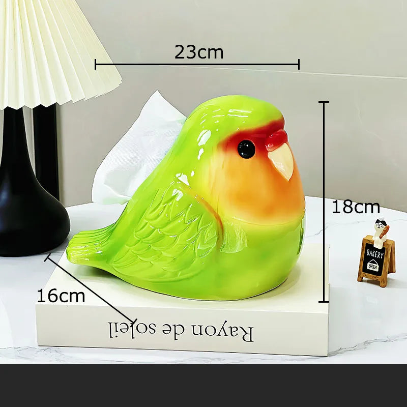 Afralia™ Cartoon Parrot Ceramic Tissue Box: Creative Desk Decoration & Paper Towel Case