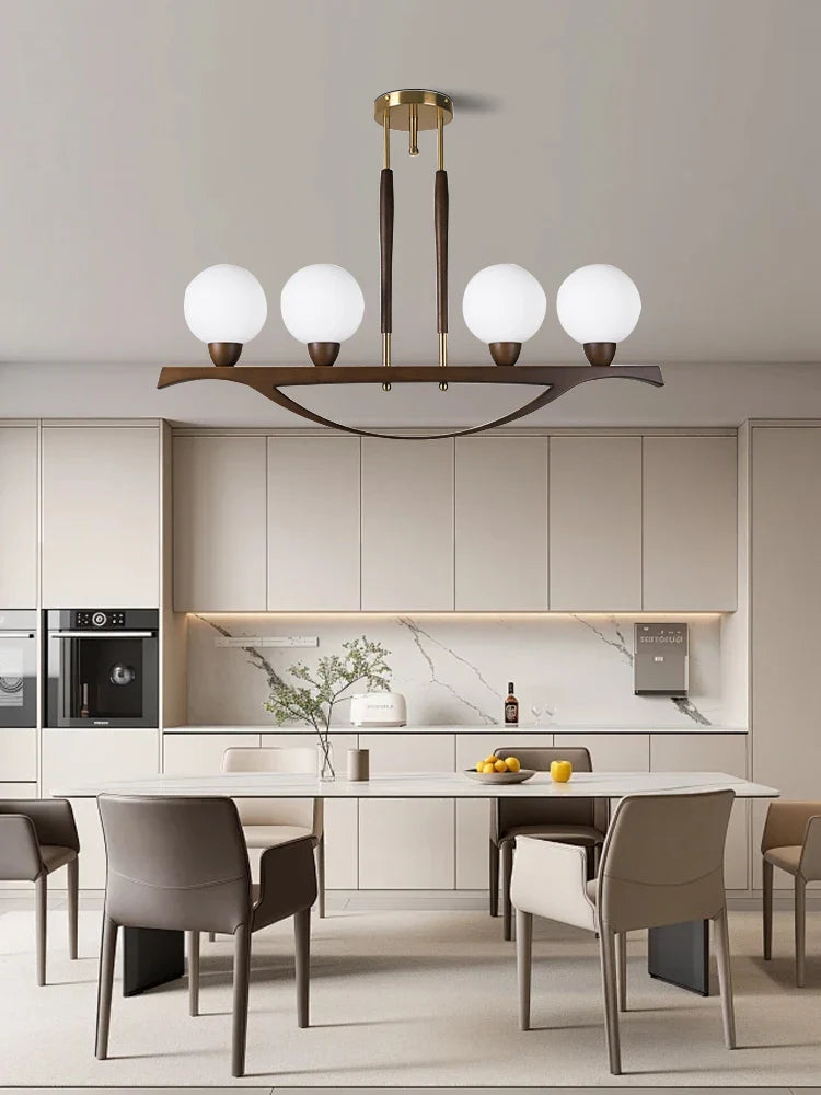 Afralia™ Wooden Glass Ball Pendant Lights Fixture with Dimmable E27 Bulbs