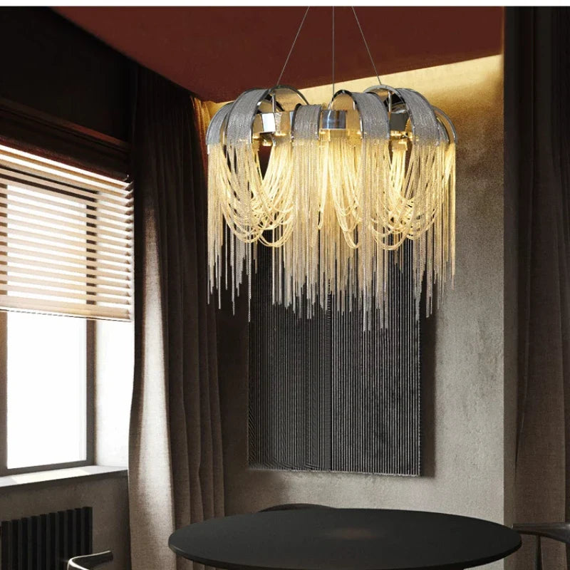 Afralia™ Tassel Luxury Chandelier: Postmodern Elegance for Living Room, Restaurant, Bedroom, Hotel