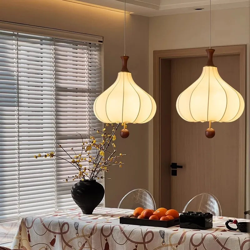 Afralia™ Retro Silk Pendant Light for Home Decor and Dining Room Lighting