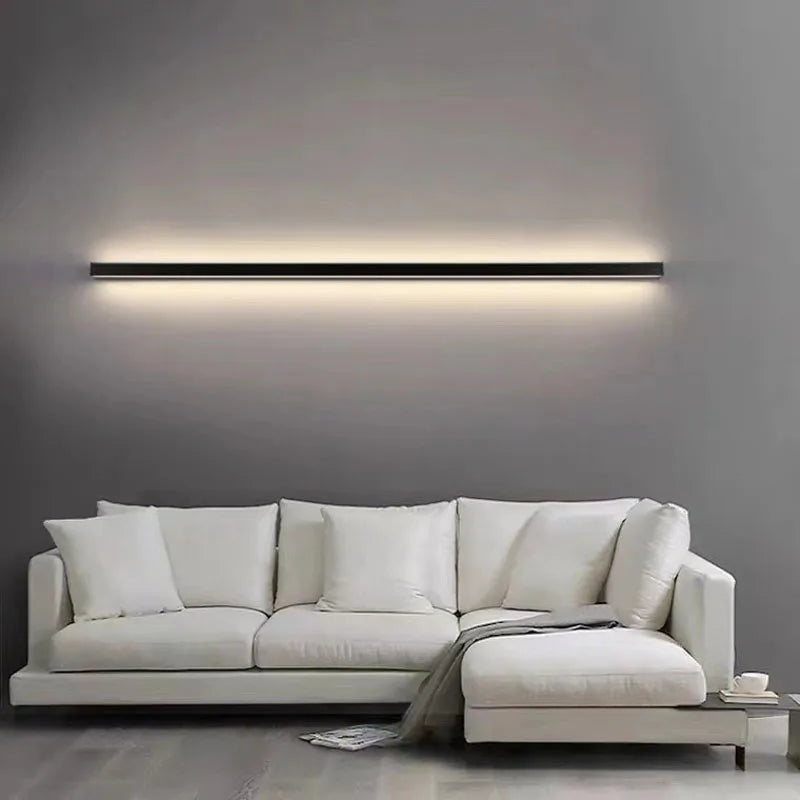 Afralia™ Minimalist Line Wall Lamp for Bedroom Headboard Hallway Creative Strip Light