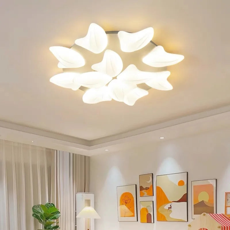 Afralia™ Flower LED Chandelier Remote Dimming Modern Ceiling Light Fixture