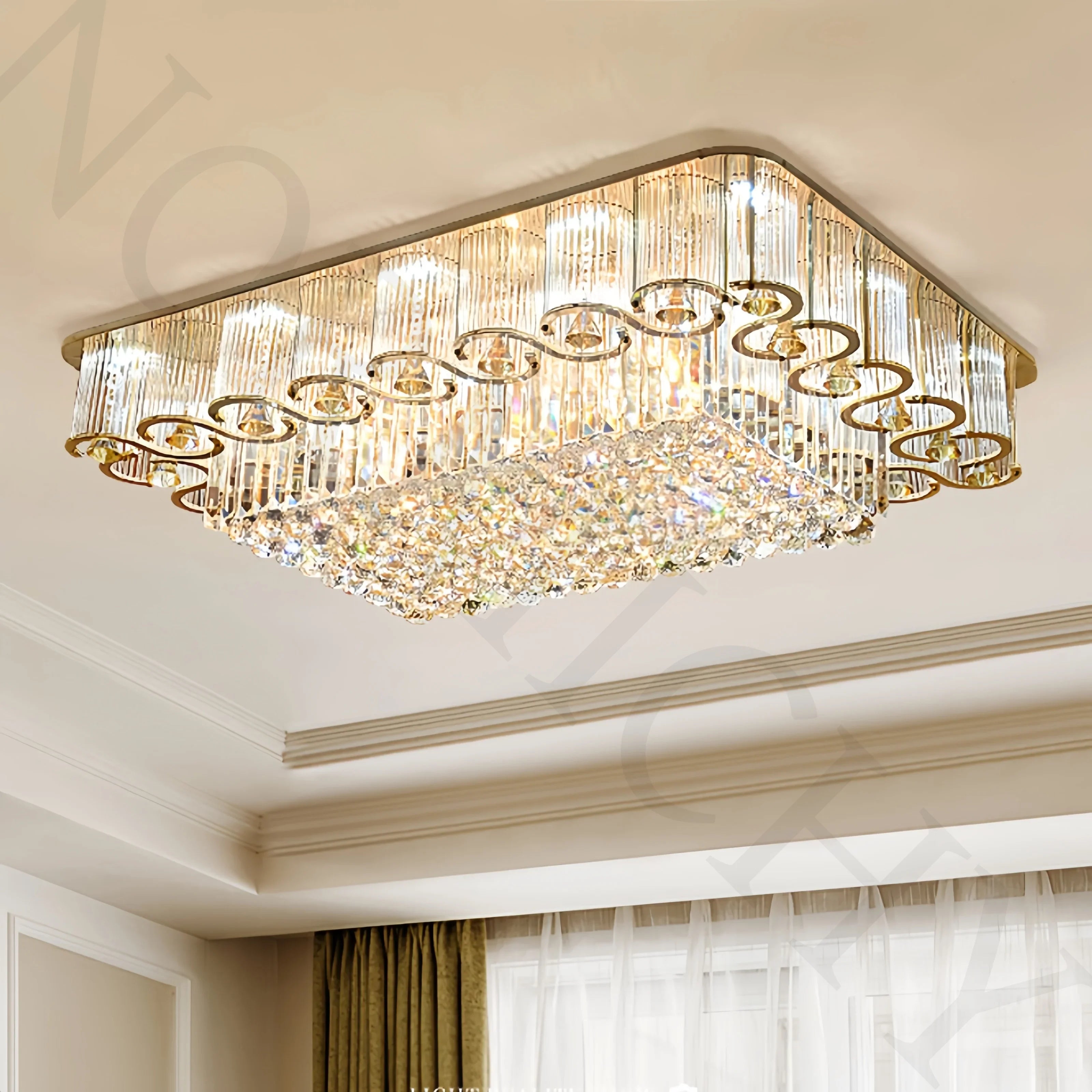 Afralia™ Crystal Led Ceiling Light Elegant European Style Minimalist Living Room Bedroom Lighting