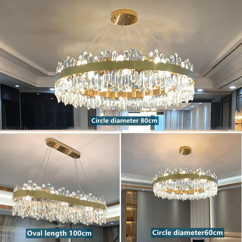 Afralia™ Crystal Circle Ceiling Chandelier with LED Lighting for Designer Dining Room