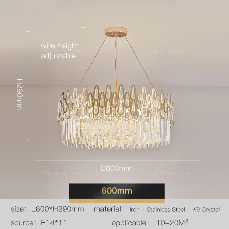 Afralia™ Water Drop Crystal Chandelier for Living Room, Dining Room, and Bedroom