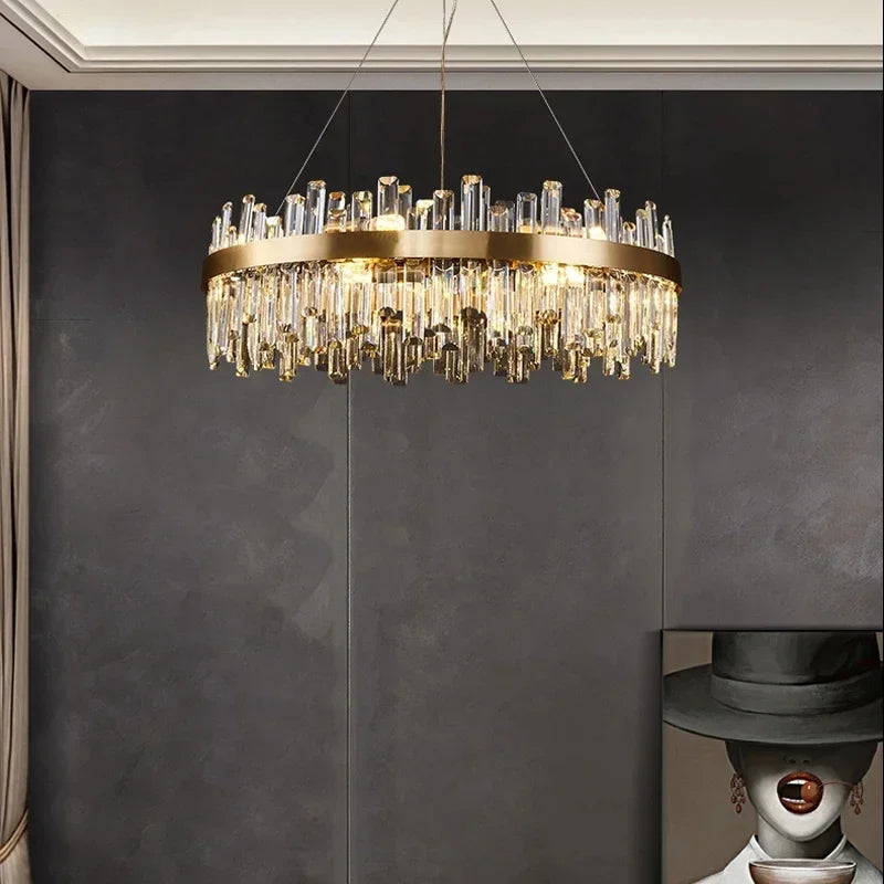 Afralia™ Modern K9 Crystal Chandelier for Living Room, Bedroom, and Kitchen Island