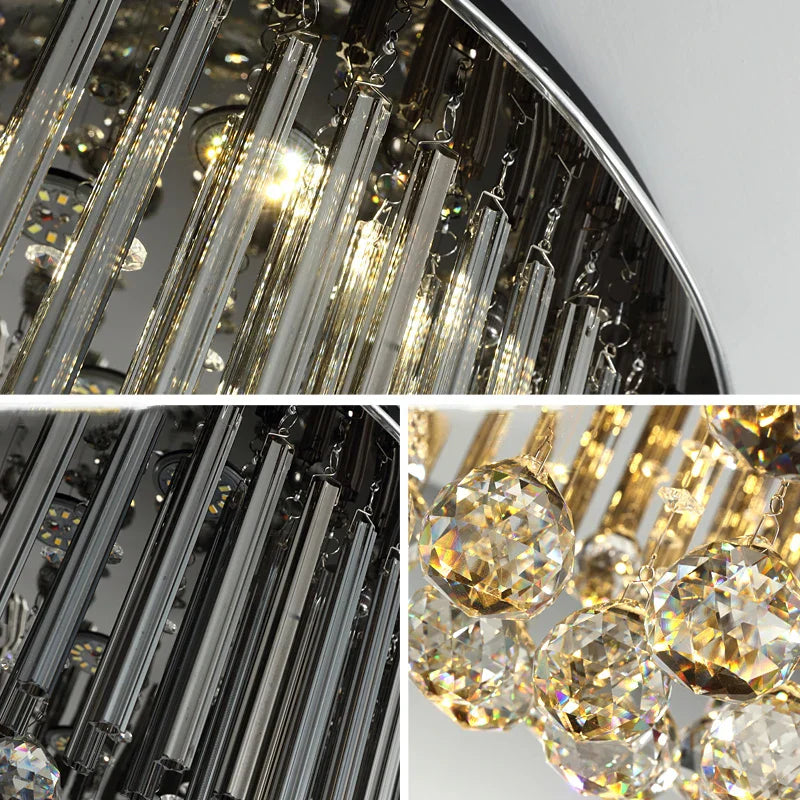 Afralia™ Luxury Crystal Ceiling Lamp: Modern Elevated Round Hanging Lighting for Home