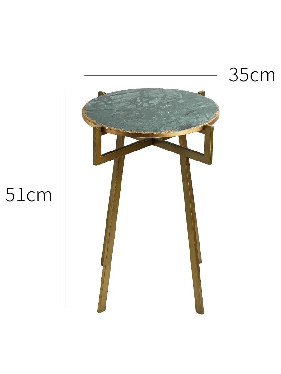 Afralia™ Round Marble End Table Metal Base Luxury Side Table for Living Room