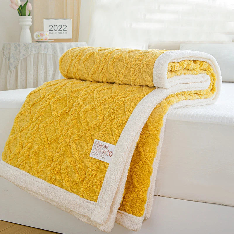 Afralia™ Geometric Soft Tafurong Blanket / Thick Skin-friendly Lamb Wool Blanket / Office Nap Thermal Blanket