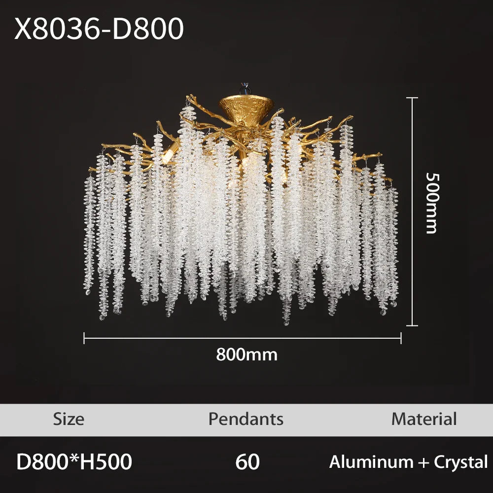 Afralia™ Branch Crystal LED Ceiling Chandelier in Gold/Black for Dining Room Lobby