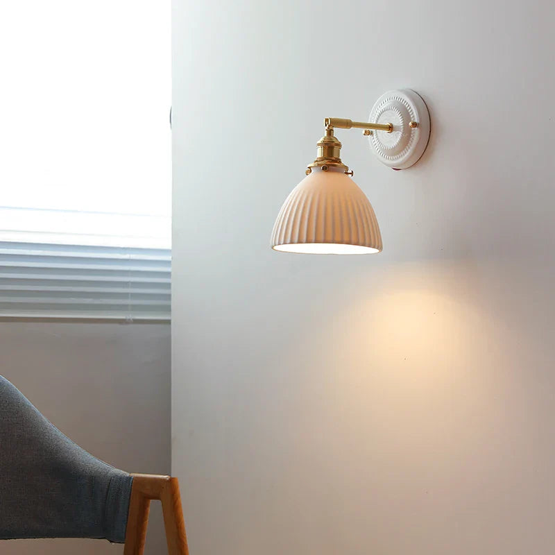 Afralia™ Nordic Ceramic LED Wall Lights Up Down Rotate Copper Pull Chain Switch