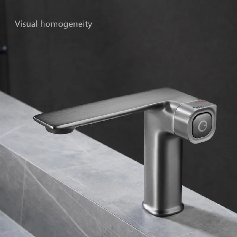 Afralia™ Gray Sink Mixer with Memory Switch Single Handle Deck Mounted Tap