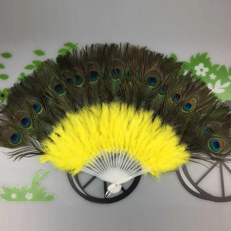 Afralia™ Peacock Feather Fan: Elegant Showgirl Dance Props & Wall Decor