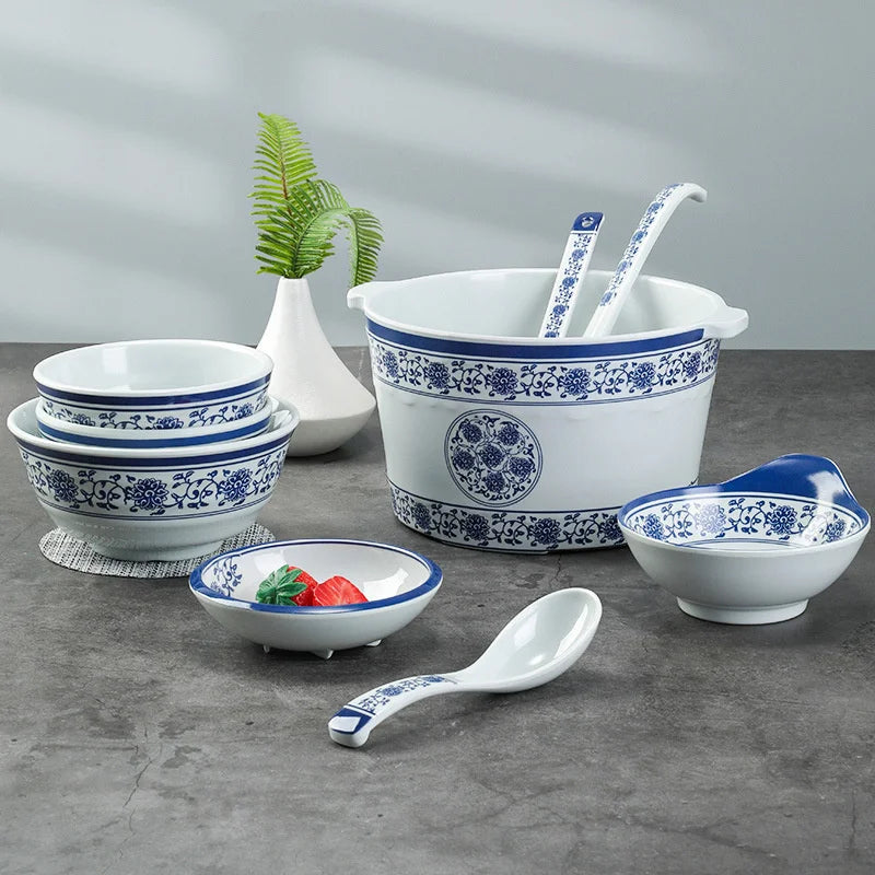 Afralia™ Blue and White Imitation Porcelain Dinner Set