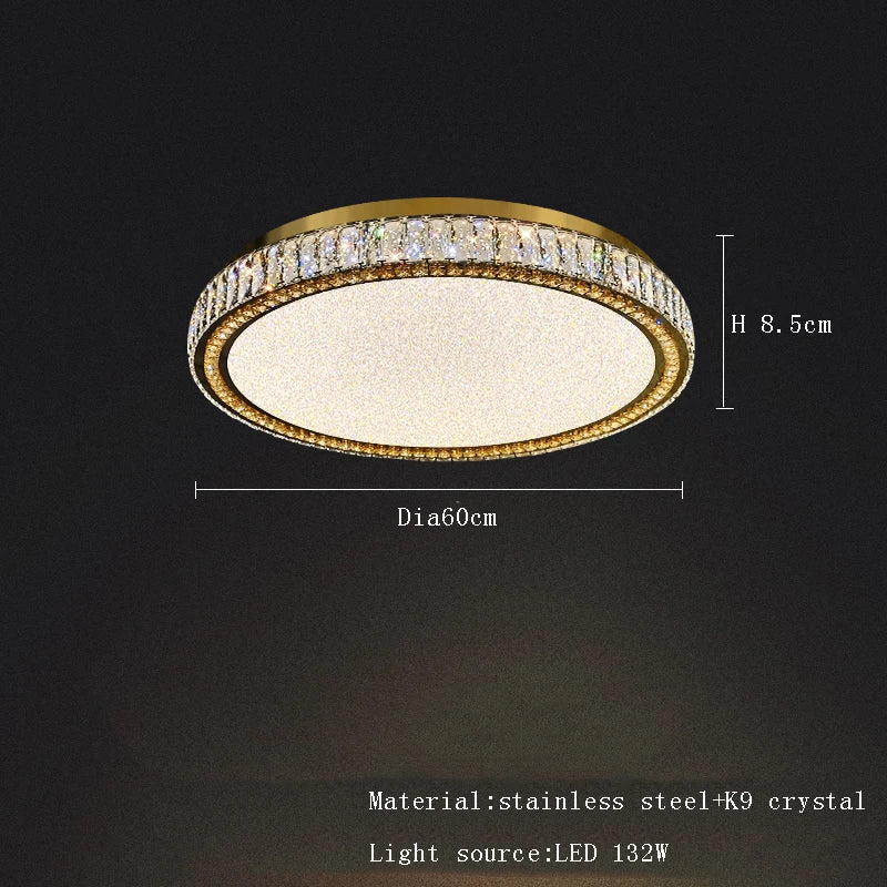 Afralia™ Gold Crystal Ceiling Light: Modern Luxury Dimmable LED Fixture for Bedroom & Living Room