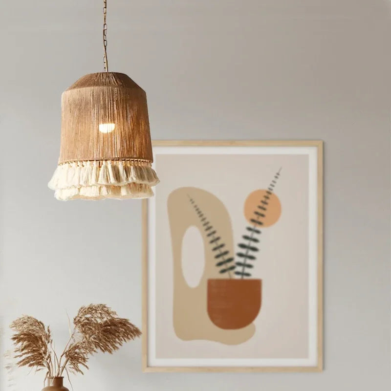 Afralia™ Bohemian Hemp Rope Tassel Pendant Light for Home Decor