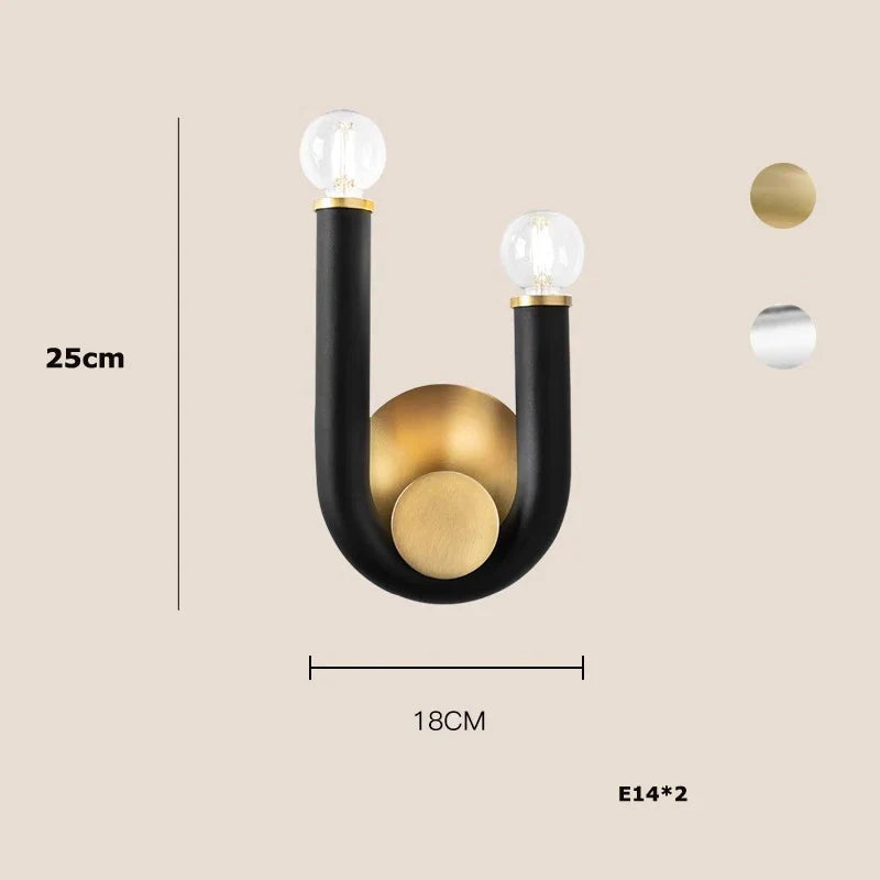 Afralia™ LED Gold Black U-shaped Tube Chandelier for Living Room Luxe Decor