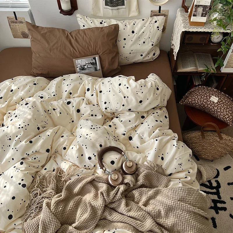 Afralia™ Cartoon Pattern Printed Cotton Bedding Set with Pillowcase