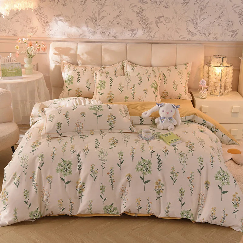 Afralia™ Cotton Thickened Bedding Set - Single/Double Size, High Quality, Warm & Soft.